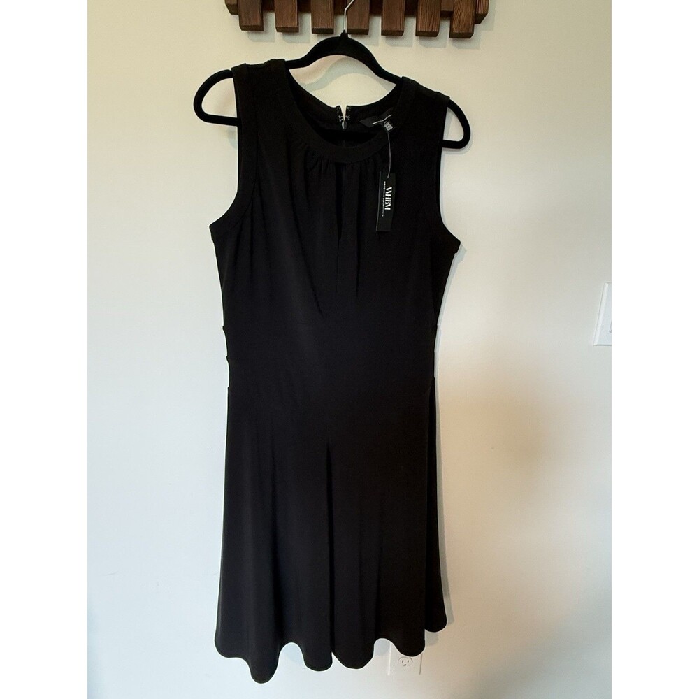 White House Black Market Dress Black Jersey Keyhole W/Keyhole Aline Sz 12